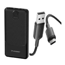 [Combo] Powerbank si Cablu, Baterie externa 10000 mAh Wozinsky Wpower WPBBK-2, 10W + Cablu Vention CTQBF, USB/USB-C, 3A, 2m