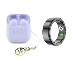 [Combo] Wearables, Casti Guess Guess Glossy Effect Printed Classic Logo Charm + Inel smart Colmi R02