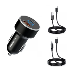 [Combo] Incarcatoare Auto, Incarcator auto Wozinsky WDCCAC USB/USB-C + Cablu USB/USB-C Joyroom S-UC027A9 + Cablu 2x USB-C Joyroom S-CC060A9
