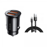 [Combo] Incarcatoare Auto, Incarcator auto Mcdodo CC-6602 2x USB + Cablu USB/USB-C Baseus Cafule 2 - lerato.ro