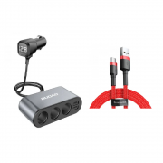[Combo] Incarcatoare Auto, Incarcator auto Dudao R1 Pro 2x USB + Cablu USB/USB-C Baseus Cafule