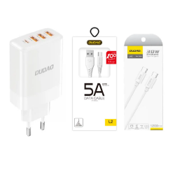 [Combo] Incarcatoare si Cabluri, Incarcator retea Dudao A5HEU + Cablu USB/USB-C Dudao L2T + Cablu USB-C Dudao L4C