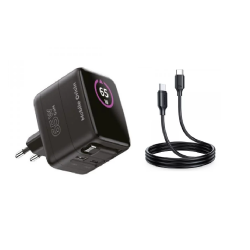 [Combo] Incarcatoare si Cabluri, Incarcator retea Mobile Origin GaN Display Charger PW3 + Cablu USB-C/USB-C Joyroom S-CC060A9