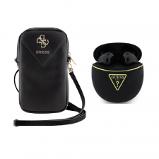 [Combo] Wearables, Geanta Guess Zip Triangle 4G + Casti TWS Guess Gold Line Triangle
