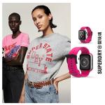 Curea din silicon SuperDry compatibila cu Apple Watch 38/40/41mm, Roz 8 - lerato.ro