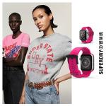 Curea din silicon Superdry  compatibila cu Apple Watch 42/44/45/46/49 mm, Roz 8 - lerato.ro