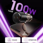 Incarcator auto TECH-PROTECT CC03, 2x USB-C, PD 100W, Negru 4 - lerato.ro
