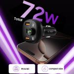 Incarcator auto TECH-PROTECT CC06, USB-C si 2x USB, Modulator FM Bluetooth, PD 72W, Negru 6 - lerato.ro