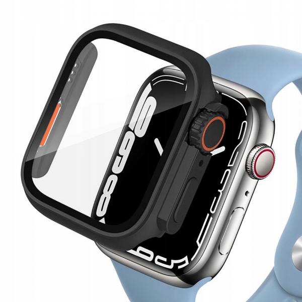 Carcasa cu protectie ecran TECH-PROTECT Defense 360 compatibila cu Apple Watch 7/8 45 mm Black/Orange