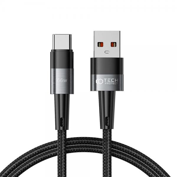 Cablu pentru incarcare si transfer de date TECH-PROTECT UltraBoost, USB/USB Type-C, 66W, 6A, 1m, Gri 1 - lerato.ro