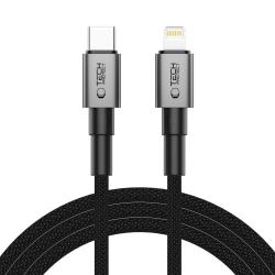 Cablu pentru incarcare si transfer de date TECH-PROTECT UltraBoost DNA, USB-C/Lightning, PD 27W, 3A, 2m, Gri