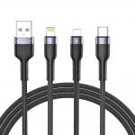 Cablu pentru incarcare si transfer de date TECH-PROTECT UltraBoost 3 in 1, USB Type-C/Lightning/Micro-USB, 3A, 1.2m, Negru 2 - lerato.ro