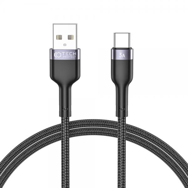 Cablu pentru incarcare si transfer de date TECH-PROTECT UltraBoost, USB/USB Type-C, 3A, 1m, Negru