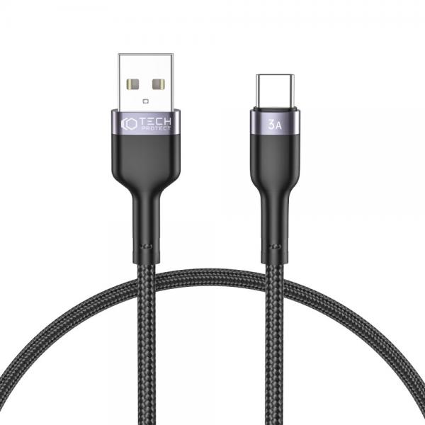 Cablu pentru incarcare si transfer de date TECH-PROTECT UltraBoost, USB/USB Type-C, 3A, 25cm, Negru 1 - lerato.ro
