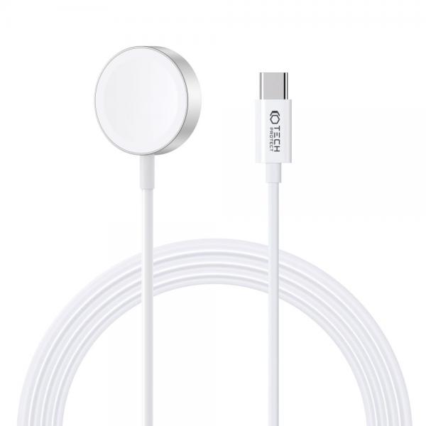 Cablu pentru incarcare TECH-PROTECT UltraBoost compatibil cu Apple Watch, USB-C, Incarcare magnetica, 2.5W, 1.2m, Alb 1 - lerato.ro