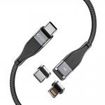 Cablu pentru incarcare si transfer de date TECH-PROTECT UltraBoost 2 in 1 Magnetic, USB-C - Lightning/USB-C, PD 60W, 3A, 1m, Negru 2 - lerato.ro