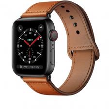Curea piele Tech-Protect Leatherfit compatibila cu Apple Watch 4/5/6/7/8/SE/Ultra 42/44/45/49mm Brown