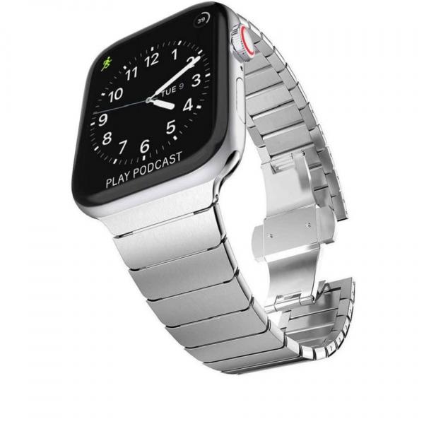 Curea otel inoxidabil Tech-Protect Linkband compatibila cu Apple Watch 4/5/6/7/8/SE/Ultra 42/44/45/49mm Silver