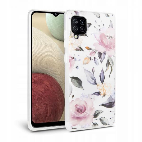 Carcasa Tech-Protect Floral compatibila cu Samsung Galaxy A12 (2020/2021) White