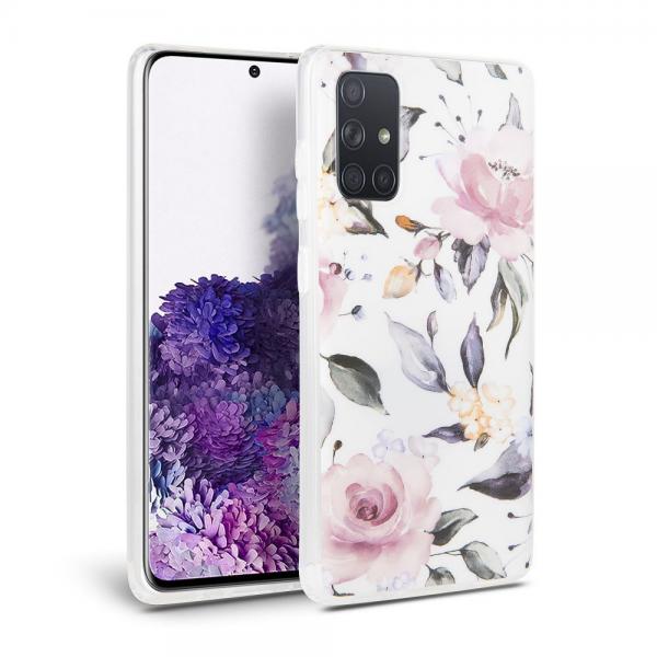 Carcasa Tech-Protect Floral compatibila cu Samsung Galaxy A41 White