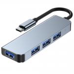 Adaptor HUB aluminiu 4-in-1 Tech-Protect V1 USB Type-C - 4x USB 3.0, Gri 2 - lerato.ro