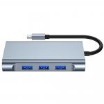 Adaptor HUB aluminiu Tech-Protect V6 USB-C, 7 porturi, USB 3.0, USB 2.0, USB Type-C, HDMI, RJ45, VGA, Gri