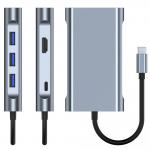 Adaptor HUB aluminiu Tech-Protect V6 USB-C, 7 porturi, USB 3.0, USB 2.0, USB Type-C, HDMI, RJ45, VGA, Gri 7 - lerato.ro