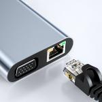 Adaptor HUB aluminiu Tech-Protect V7, 10 porturi diverse, USB-C, USB 3.0, USB 2.0, HDMI, VGA, RJ45, MicroSD, SD, Gri 4 - lerato.ro