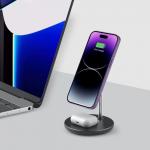 Incarcator Wireless 2 in 1 TECH-PROTECT A21, Magnetic MagSafe, 15W, Cablu USB-C 1m inclus, Negru 4 - lerato.ro
