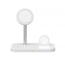 Incarcator Wireless 3 in 1 TECH-PROTECT A22, Magnetic MagSafe, 15W, Cablu USB-C 1m inclus, Alb