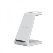 Statie de incarcare 3 in 1 TECH-PROTECT A36, Wireless Charge, 15W, Cablu USB-C 1m inclus, Alb