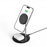 Statie de incarcare 2 in 1 TECH-PROTECT A39 Magnetic, Compatibila MagSafe, Wireless Charge, 15W, Cablu USB-C 1m inclus, Negru 6 - lerato.ro