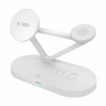 Statie de incarcare 3 in 1 TECH-PROTECT A41 Magnetic, Compatibila MagSafe, Wireless Charge, 15W, Cablu USB-C 1m inclus, Alb 2 - lerato.ro