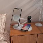 Statie de incarcare 3 in 1 TECH-PROTECT A41 Magnetic, Compatibila MagSafe, Wireless Charge, 15W, Cablu USB-C 1m inclus, Alb 6 - lerato.ro