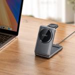 Statie de incarcare 3 in 1 TECH-PROTECT A42 Magnetic, Compatibila MagSafe, Wireless Charge, 15W, Cablu USB-C 1m inclus, Gri 3 - lerato.ro