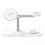Statie de incarcare 3 in 1 TECH-PROTECT A45 Magnetic, Compatibila MagSafe, Wireless Charge, 15W, Cablu USB-C 1m inclus, Alb 2 - lerato.ro