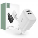 Incarcator retea TECH-PROTECT C12W, Dual USB, Fast Charging, 2.4A, Alb