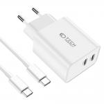 Incarcator retea TECH-PROTECT C35W, 2x USB-C, Power Delivery 35W, Cablu USB-C 1m inclus, Alb 3 - lerato.ro