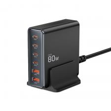 Incarcator retea TECH-PROTECT Desktop GaN, 2x USB si 4x USB-C, PD 80W, Quick Charge 3.0, Negru