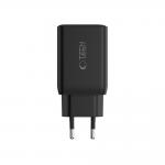Incarcator retea TECH-PROTECT NC45W GaN, 2x USB-C, Power Delivery 45W, Negru 3 - lerato.ro