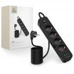 Priza alimentare TECH-PROTECT PCL4X3, 4x AC, 2x USB, 1x USB-C, Lungime cablu 2m, Negru 6 - lerato.ro