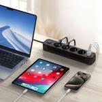 Priza alimentare TECH-PROTECT PCL4X3, 4x AC, 2x USB, 1x USB-C, Lungime cablu 2m, Negru 3 - lerato.ro