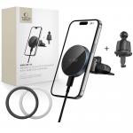 Suport auto Tech-Protect MM15W-V5 Magnetic 2 in 1, Compatibil MagSafe, CD Slot/Air Vent Mount, Incarcare Wireless 15W, Cablu USB-C 1m inclus, Negru 11 - lerato.ro