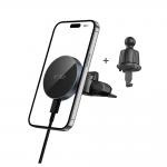 Suport auto Tech-Protect MM15W-V5 Magnetic 2 in 1, Compatibil MagSafe, CD Slot/Air Vent Mount, Incarcare Wireless 15W, Cablu USB-C 1m inclus, Negru 3 - lerato.ro