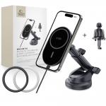 Suport auto Tech-Protect MM15W-V6 Magnetic 2 in 1, Compatibil MagSafe, Dashboard/Air Vent Mount, Incarcare Wireless 15W, Cablu USB-C 1m inclus, Negru 9 - lerato.ro