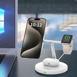 Statie de incarcare 3 in 1 TECH-PROTECT A35 Magnetic, Compatibila MagSafe, Wireless Charge, 15W, Cablu USB-C 1m inclus, Alb 4 - lerato.ro