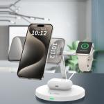 Statie de incarcare 3 in 1 TECH-PROTECT A35 Magnetic, Compatibila MagSafe, Wireless Charge, 15W, Cablu USB-C 1m inclus, Alb 6 - lerato.ro