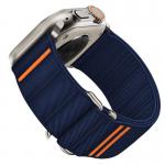 Curea Tech Protect Nylon Slip compatibila cu Apple Watch 6/7/8/9/10/SE/Ultra 1/2, 44/45/46/49mm, Bleumarin 4 - lerato.ro