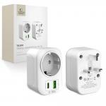 Adaptor retea Tech-Protect TA100, Priza UK la EU, 2500W, 2.4A, Alb 3 - lerato.ro