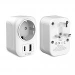 Adaptor retea Tech-Protect TA100, Priza UK la EU, 2500W, 2.4A, Alb 2 - lerato.ro